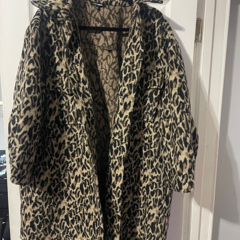 Fashion Nova Leopard Print Teddy Jacket